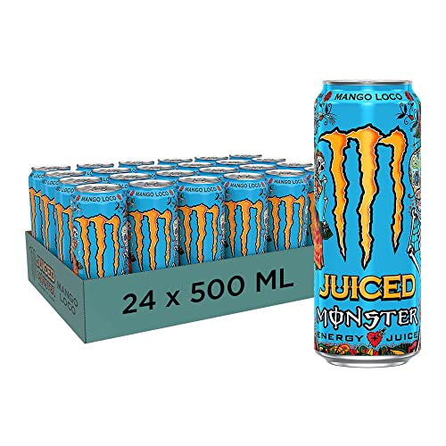 Monster Energy Mango Loco with Tropical Mango Juice â With Carbonated Energy Drink Palette 24 x 500 ml & Free Sticker