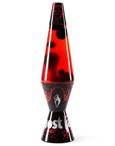 Spencer Gifts Lava® Lamp - 14.5" Ghost Face - The Original Motion Lamp - Black Wax and Red Liquid with Ghost Face Printed Base Exclusive