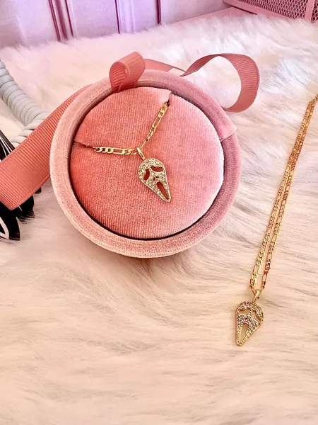 Scream Charm Necklace in Gold