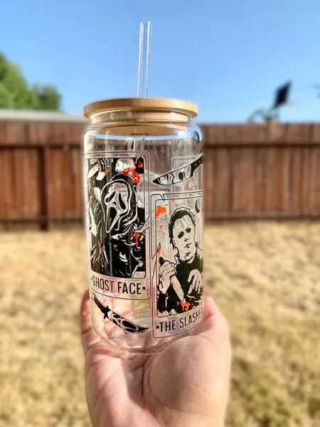 Horror Cards Movie Characters | Glass Can Cup