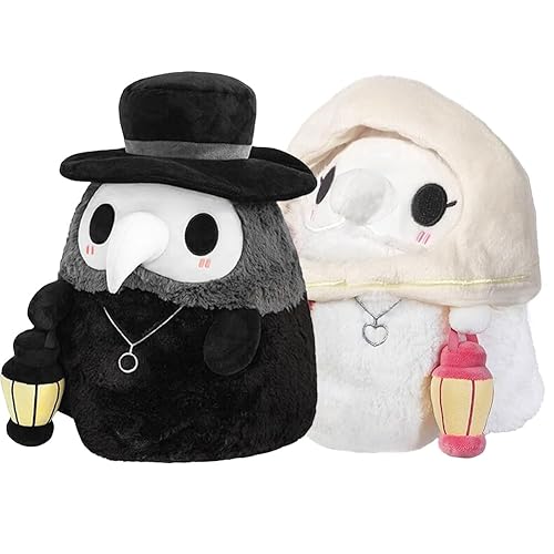 Dlishka Plague Doctor Plush+Nurse Toys-Cartoon Sewing Plush Animals, Halloween Glow-In-The-Dark Dolls,Bird Beak Doctor Plush Dolls 7.8In, 2Pcs Christmas Day Cute Plushies Gifts,Witch Doctor.