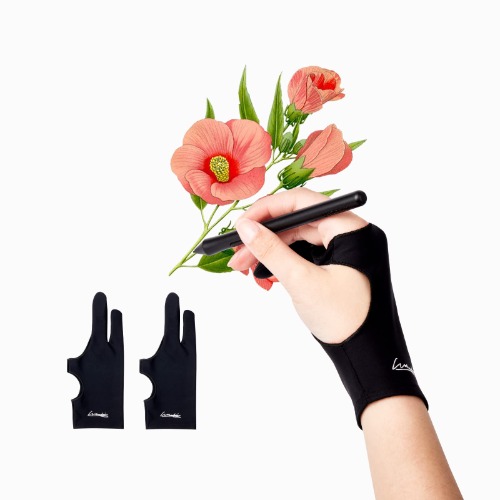 Digital Drawing Glove 2 Pack,Artist Glove for Drawing Tablet,ipad,Sketching,Art Glove with Two Finger for Right Hand and Left Hand （Smudge Guard,Large,3.35 x8.98inch