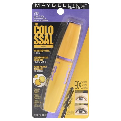 Maybelline Volum' Express Colossal Washable Mascara Makeup - GLAM BLACK
