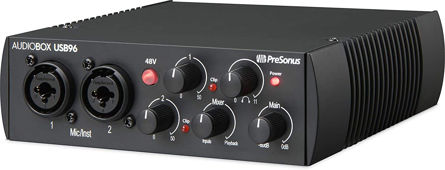 PreSonus AudioBox USB 96 25th Anniversary Edition with Studio One Artist and Ableton Live Lite DAW Recording Software - USB 96 25th (Matte Black) - 2 Mic Pres Audio Interface