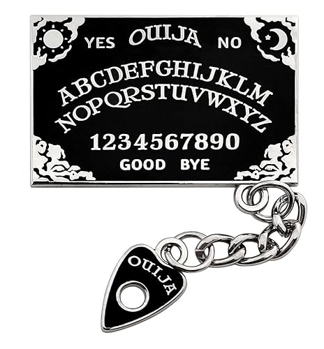 Pinsanity Black Ouija Board with Planchette Charm Enamel Lapel Pin