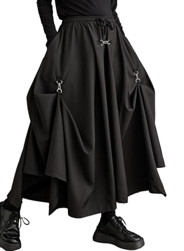 Women's Oversized Harem Hakama Pleated Drawstring Pants 