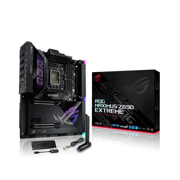 ASUS ROG Maximus Z690 Extreme(WiFi 6E)LGA 1700(Intel 12th Gen)EATX gaming motherboard(PCIe5.0,DDR5,24+1 power stages,5x M.2,PCIe 5.0 M.2,10Gb&2.5GbLAN,2xThunderbolt 4,PCIe 5.0 Hyper M.2 card bundled) - 