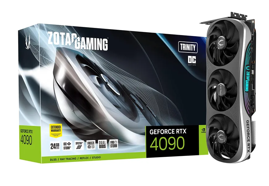 ZOTAC Gaming GeForce RTX 4090 Trinity OC 24GB GDDR6X 384-bit 21 Gbps PCIE 4.0 Gaming Graphics Card, IceStorm 3.0 Advanced Cooling, Spectra 2.0 RGB Lighting, ZT-D40900J-10P - 