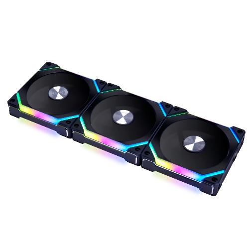 Lian Li UNI Fan SL120 V2 RGB Black Triple Pack with Controller - UF-SL120V2-3B (V2) - 120mm Triple Fan Black