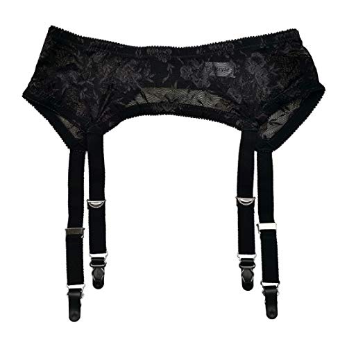 TVRtyle Black 4 Wide Straps Metal Buckles Sexy Garter Belts for Stocking S502B - X-Large