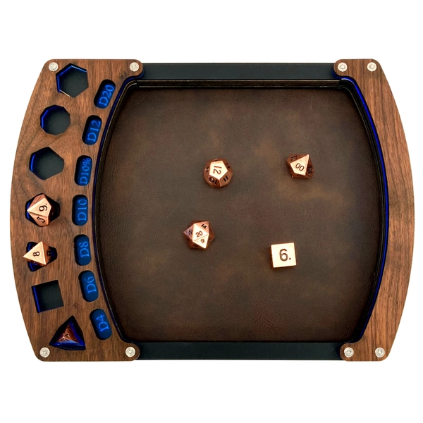 Display Padded Dice Tray with Genuine Walnut Top – Rolling Surface and Color Options
