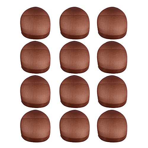 12 pieces Wig Caps Nylon Stocking Wig Caps Stretchy Wig Caps for Women (Dark Brown) - Dark Brown 12PCS