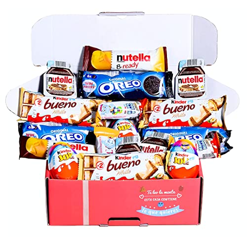 Gift box of chocolates I Original gift for birthdays kids couple - Kinder Chocolate, Happy Hippo, Kinder Joy, Nutella, Oreo - Birthday gift box pack - Chocolate box