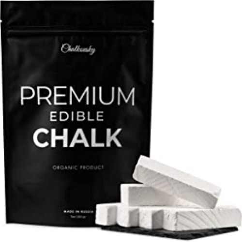 Chalkovsky Premium Edible Chalk - Natural Chalk for Eating - Crunchy Belgorod Chalk Chunks - Russian Organic Chalk for Bone Strength - Zero Additives, No Impurities - White 7oz (200g)