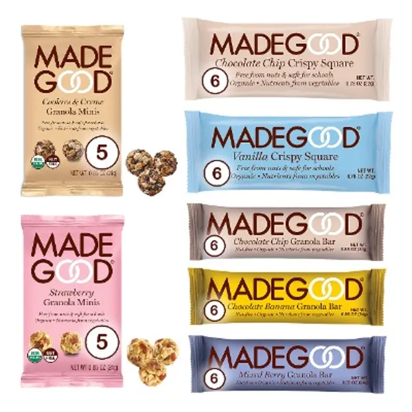 Made Good Healthy Snacks Variety Pack, 40 Ct - Organic Assortment of Granola Bars, Granola Mini Snack Packs, Crispy Squares; Individually Wrapped Snacks