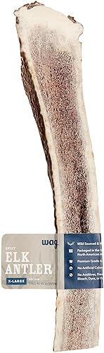 Amazon Brand – Wag Split Elk Antler, Naturally Shed, X-Large (Best for Dogs over 45 lbs) - X-Large (Pack of 1)