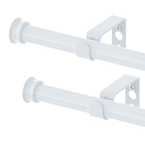 Curtain Rods 2 Pack Curtain Rods for Windows 30 to 45 Inch,5/8 inch White Curtain Rod with Brackets for Bedroom Living room Kitchen - 30-45“ - White|2 Pack