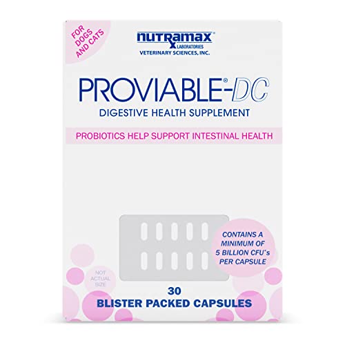 Proviable Digestive Health Supplement Multi-Strain Probiotics and Prebiotics for Cats and Dogs - With 7 Strains of Bacteria, 30 Capsules - 30 Count