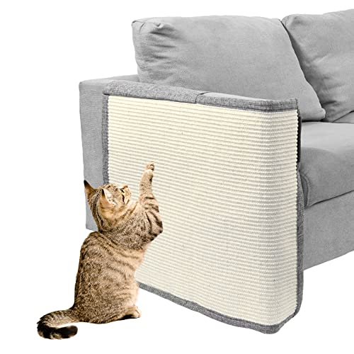 Cat Scratch Furniture Couch Protector with Natural Sisal for Protecting Couch Sofa Chair (Right Hand) - Light Grey Left Hand