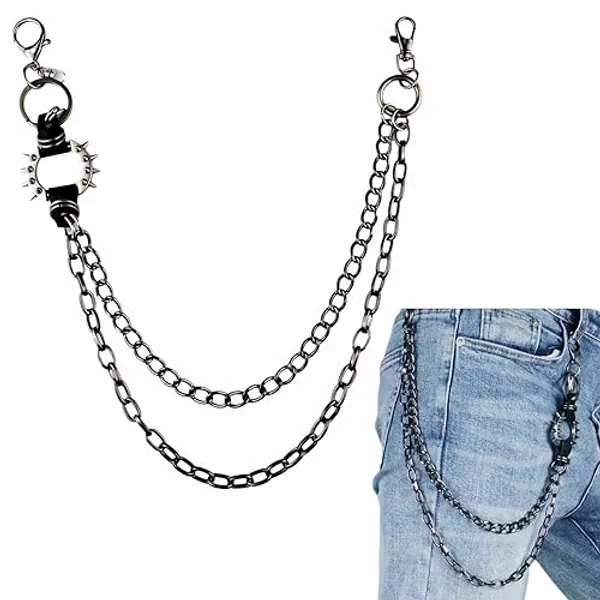 ARZASGO Unisex Punk Chains for Pants, Heavy Duty Belt Chains Hip Hop Trousers Jeans Chain with Lobster Clasps for Wallet Keys