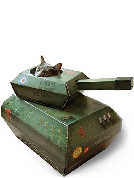 SUCK UK Tiragraffi per Gatti, Cartone, Army Green, 1 unità (Confezione da 1) - Carro armato