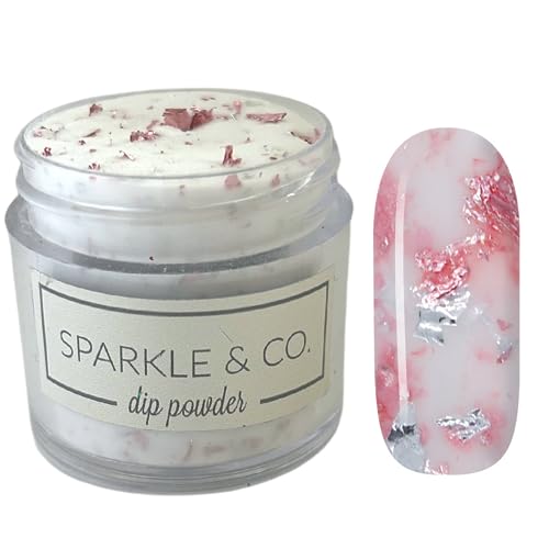 Sparkle & Co. Dip Powders – dp.282 Little Luxuries (Milky White with Flakes) 1 Ounce Dipping Powder Jar For Manicure DIY Spring Shade, No Lamp Needed