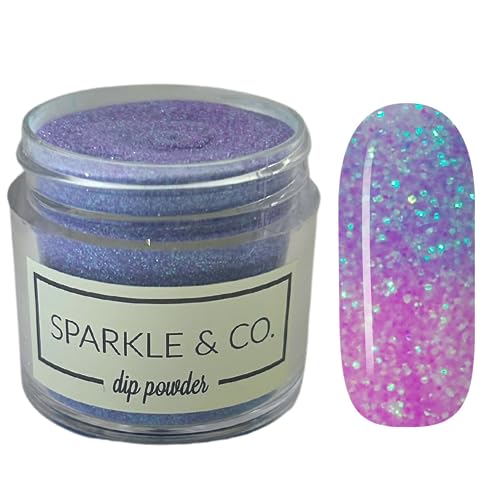 Sparkle & Co. Dip Powders – dp.269 Raincoats and Rainboots (Iridescent Pink to Purple Temp Change) 1 Ounce Dipping Powder Jar For Manicure DIY Spring Shade, No Lamp Needed