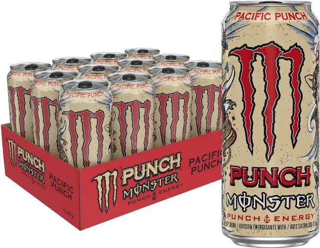 Monster Energy, Pacific Punch, 473mL cans, Pack of 12, Red