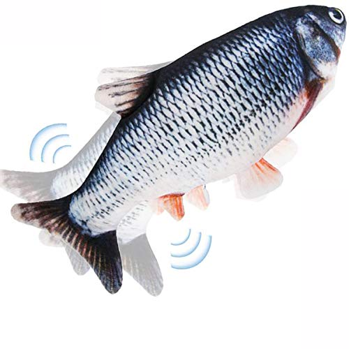 Cat Toys Fish for Indoor Cats - USB Floppy Fish Cat Dog Toy, Interactive Cat Toy with Catnip Bag, Realistic Moving Flippity Fish Toy for Cat and Kitten, Crucian Carp - Crucian Carp