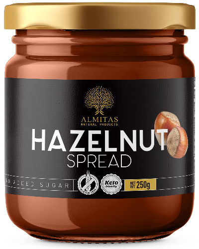 Keto & Vegan Hazelnut Chocolate Spread (250g) with Coconut Oil, Stevia and Erythritol