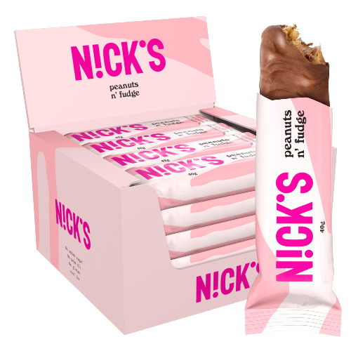 NICKS Peanuts n fudge Keto Chocolate Bars No Added Sugar 175 Calories, 3.9 Net carbs, Gluten Free Sweets Low carb Candy Snack Bar (Multipack 15x40g)