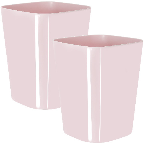 Youngever 2 Pack 1.5 Gallon Square Trash Can, Plastic Garbage Container Bin, Small Trash Bin for Home Office, Living Room, Study Room, Kitchen, Bathroom (Pink)