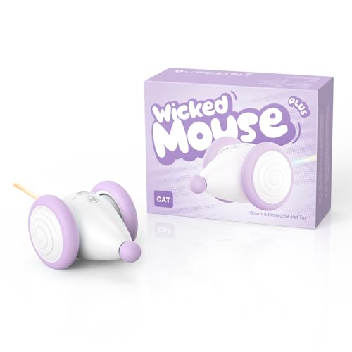 Cheerble [Upgraded] Interactive Cat Toys for Indoor Cats,Wicked Mouse Plus,Automatic Cat Toy,Kitten Toys,Smart Electric Cat Toy with LED Lights,USB Rechargeable,Auto On/Off,for Cats Kitten - Wicked Mouse PLUS