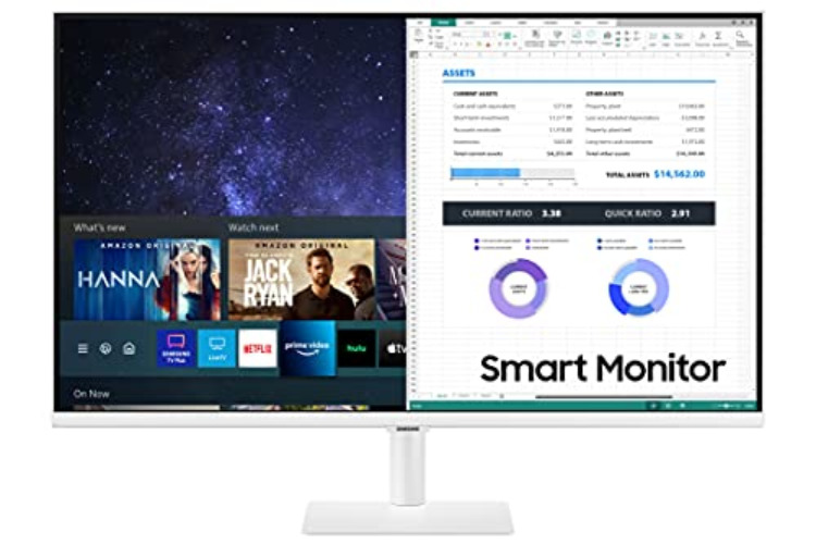 SAMSUNG 27" M50B Series FHD Smart Monitor w/Streaming TV, 4ms, 60Hz, HDMI, HDR10, Watch Netflix, YouTube and More, Slimfit Camera, IoT Hub, Mobile Connectivity, 2022, LS27BM501ENXZA, White - 2022 version - 27 Inch - White