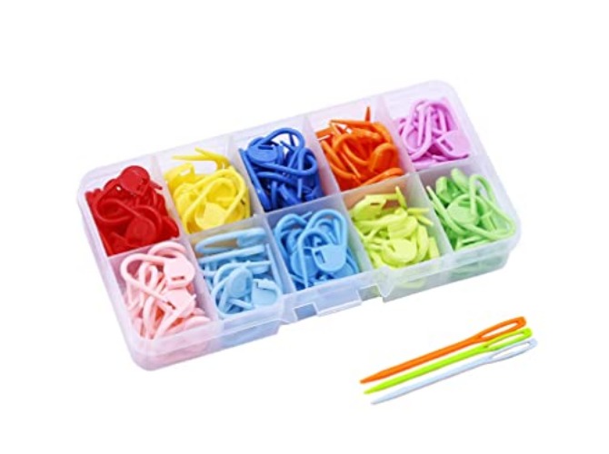 Stitch Markers 10 Colors Knitting Crochet Locking 160Pcs Stitch Needle Clip Counter with 3 Plastic Needle Randomly (Multicolor-160 pcs) - Multicolor-160 pcs