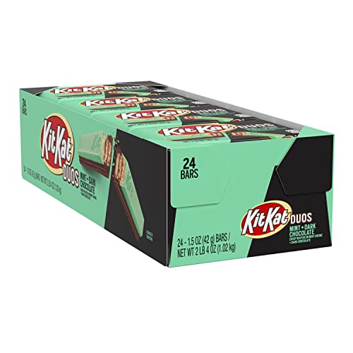 KIT KAT DUOS Dark Chocolate Mint Wafer Candy Bars, 1.5 oz (24 Count) - Mint and Dark Chocolate, 1.5 oz (24 count)