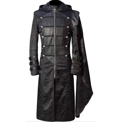 lifpoivake Men's Gothic Steampunk Long Windbreaker Jacket Cosplay Medieval Costume halloween Costume - 3X-Large Jun Shi