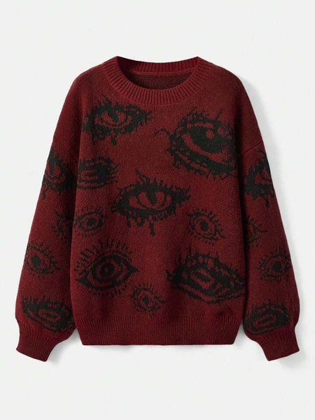 ROMWE Grunge Punk Eyelash Pattern Pullover Sweater