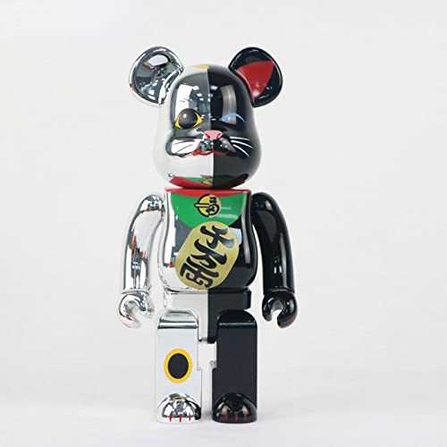 IPKIKI Fashion Bearbrick, 400% Silver Black Ingot Bears Violent Bear Building Blocks, Handmade Collectible Toy Gift Fashion Sculpture