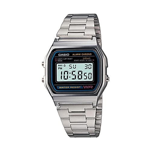 Casio Men's Digital Watch with Stainless Steel Bracelet - Silver/Silver