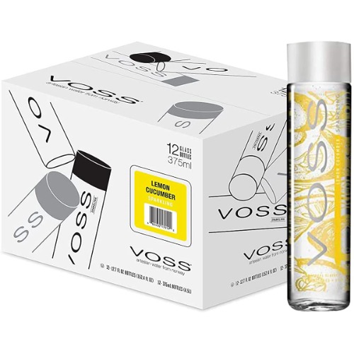 Voss Lemon and Cucumber Sparkling Water, Yellow, 375 ml (Pack of 12) - Lemon Cucumber