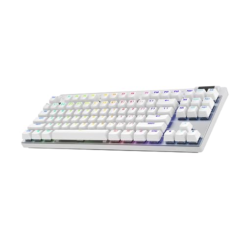 Logitech G PRO X TKL LIGHTSPEED Wireless Gaming Keyboard, Ultra-Portable Tenkeyless Design, LIGHTSYNC RGB, PBT keycaps, Tactile Switches (GX Brown) - White - White - Gen 2 Wireless - Tactile - Keyboard