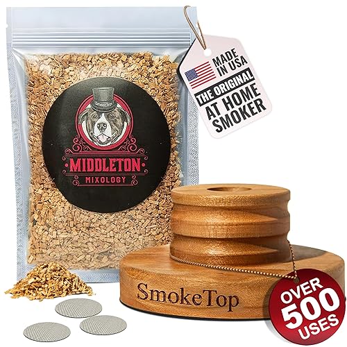 SmokeTop Cocktail Smoker Kit - Old Fashioned Chimney Drink Smoker for Cocktails, Whiskey, & Bourbon With Sample Pack Of Wood Chips - by Middleton Mixology - 1 Pack