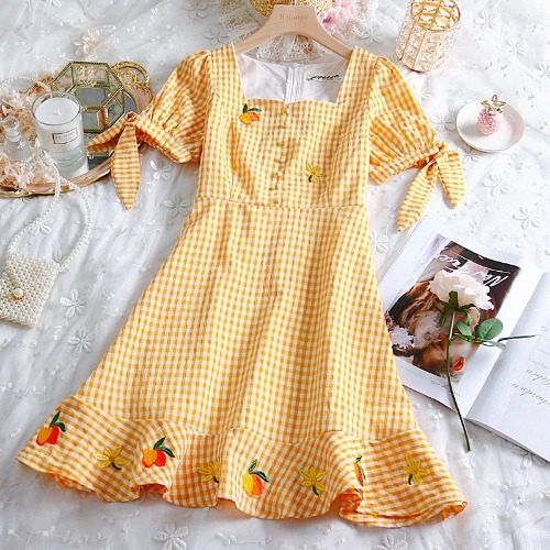 Gingham Fruity Dress | Large