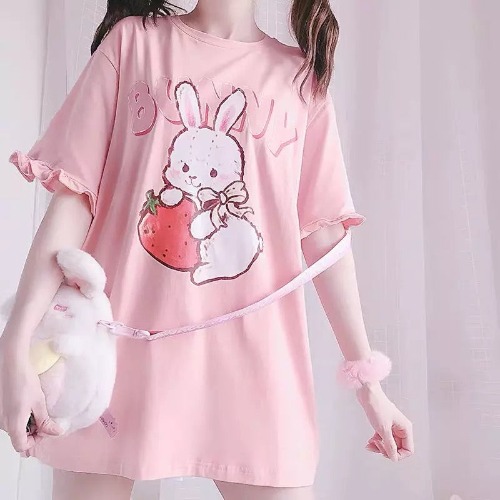 Bunny Print T-Shirt Dress | XL