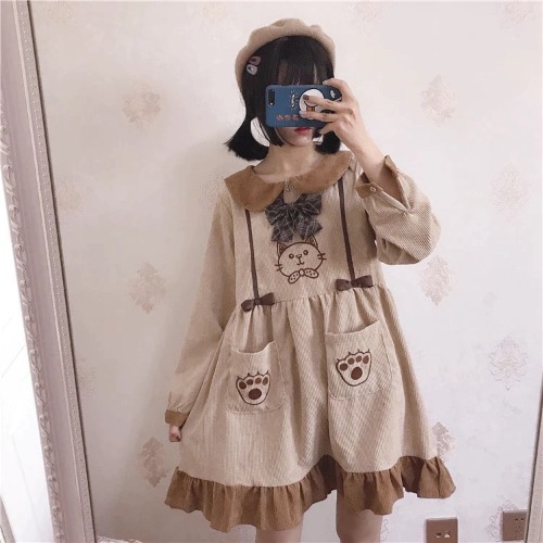 Victorian Style Kawaii Kitten Dress | Light