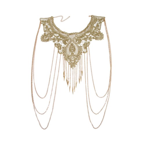 Gold Fine Chain Flower Lace Bikini Body Chain Necklace Jewelry for Women