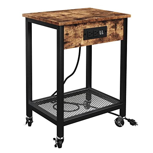 TC-HOMENY End Table with Charging Station & USB Ports