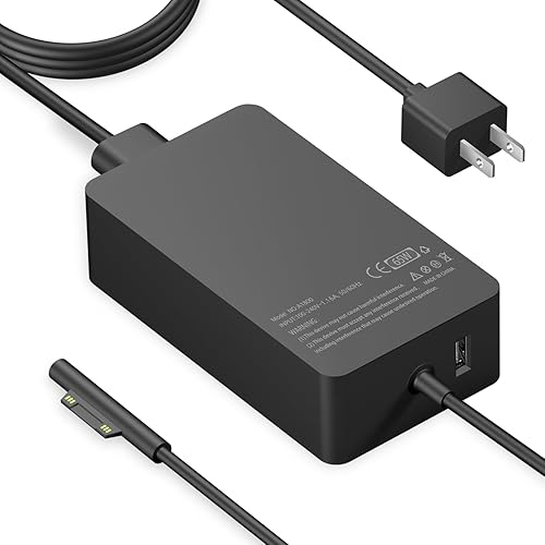 Charger for Microsoft Surface Pro, Surface Go Tablet, Surface Book, Support 65W, 44W, 39W, 36W, 24W Microsoft Surface Laptop Charger