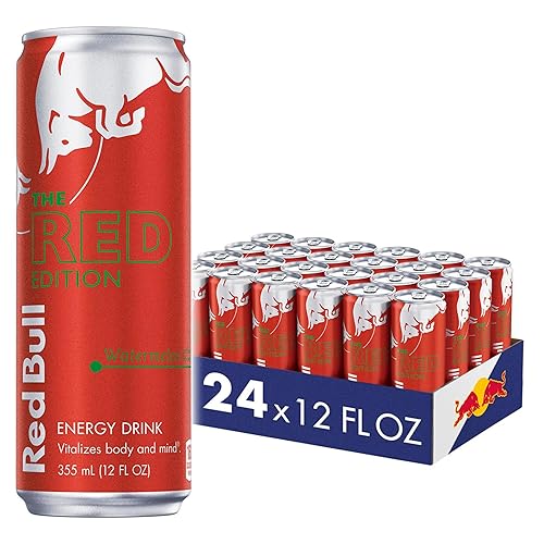 Red Bull Red Edition Energy Drink, Watermelon, with 114mg Caffeine plus Taurine & B Vitamins, 12 Fl Oz, Pack of 24 Cans - Watermelon - 12 Ounce 24pk, (1x24)